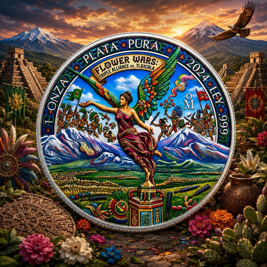 2024 Mexico Libertad Aztec Flower Wars Edition 1 oz Silver Coin