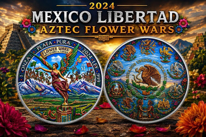 2024 Mexico Libertad Aztec Flower Wars Edition 1 oz Silver Coin