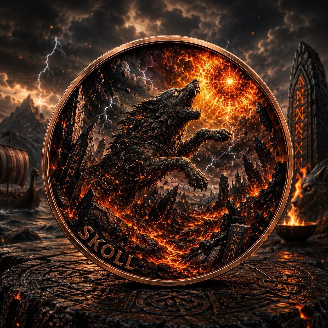2026 Nordic Monsters Series:  Skoll  5 oz Color High-Relief  3D