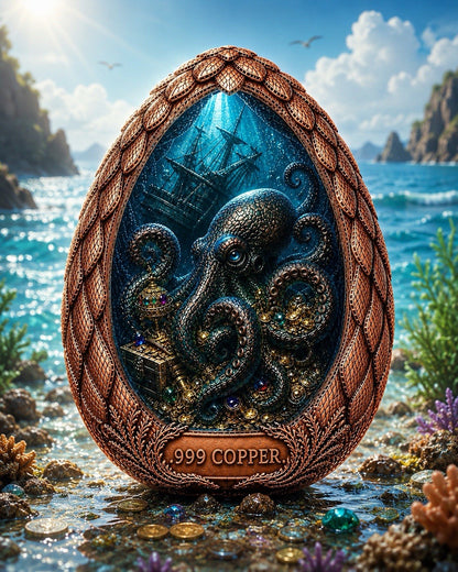 Underwater Kraken Egg Dome Shaped HR 2 oz Copper Medal