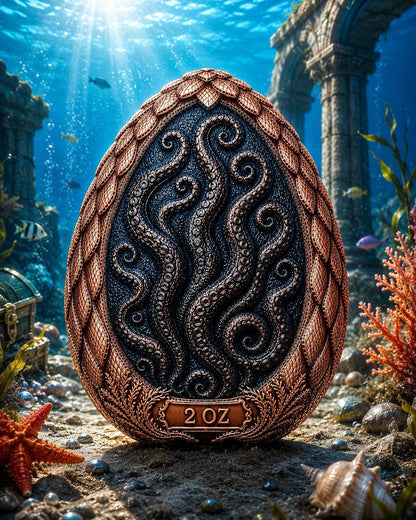 Underwater Kraken Egg Dome Shaped HR 2 oz Copper Medal