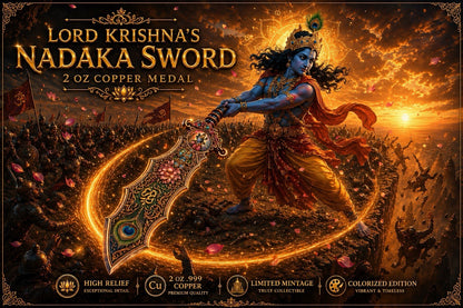 Lord Krishna's Nadaka Sword 2 oz Copper High Relief Shaped Medal