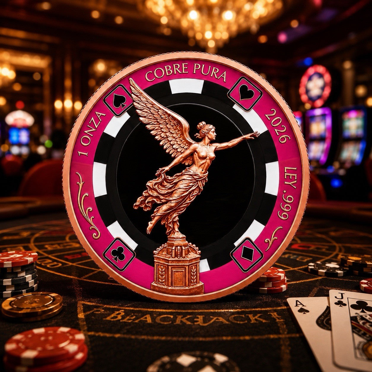2026 Pink Libertad Poker Chip 1oz Copper Coin