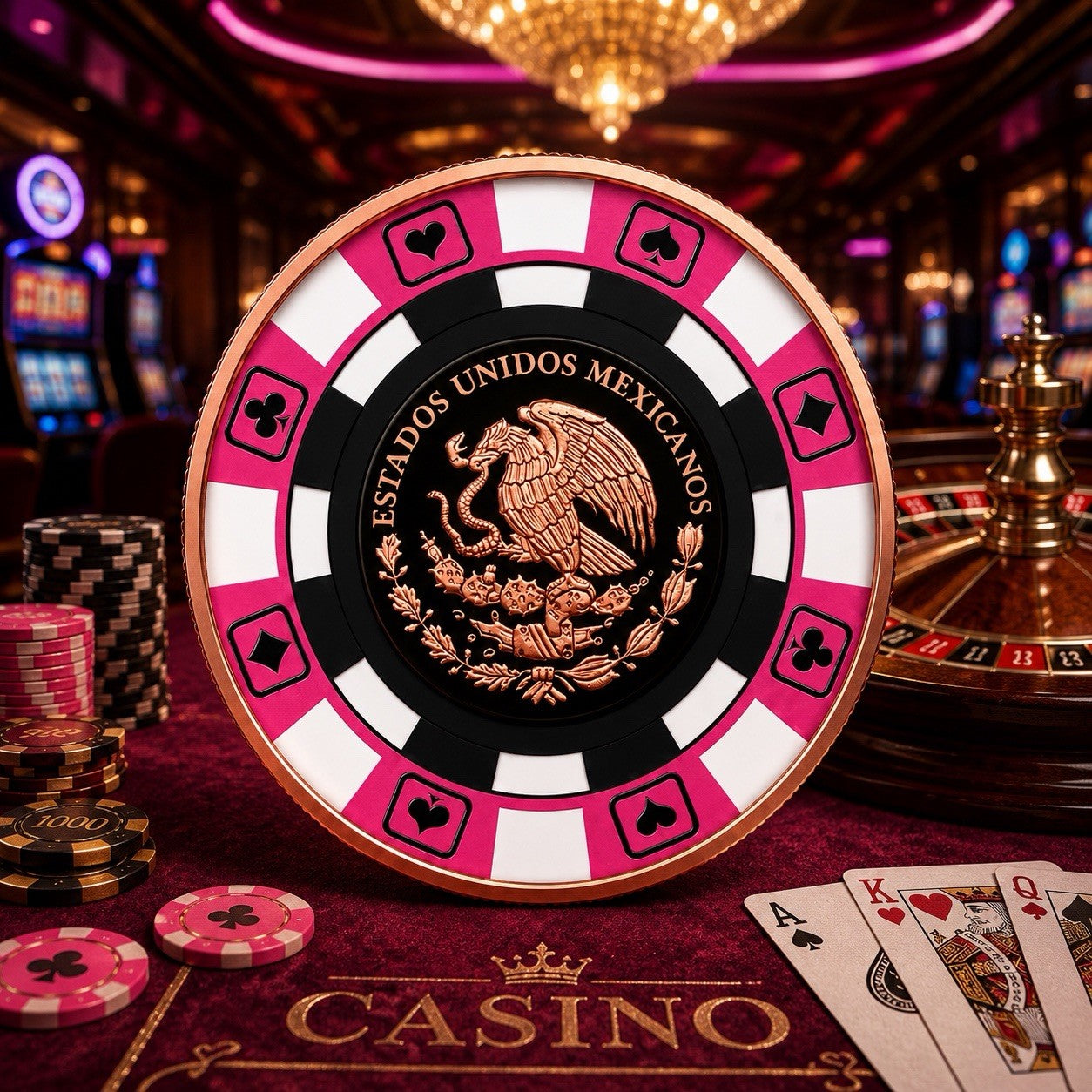 2026 Pink Libertad Poker Chip 1oz Copper Coin