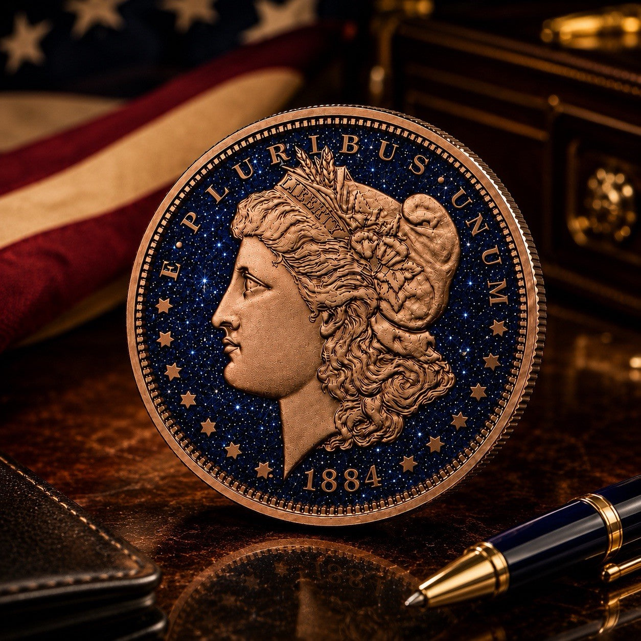 Morgan Dollar Dual Sided Diamond Dust 1 oz Copper Round