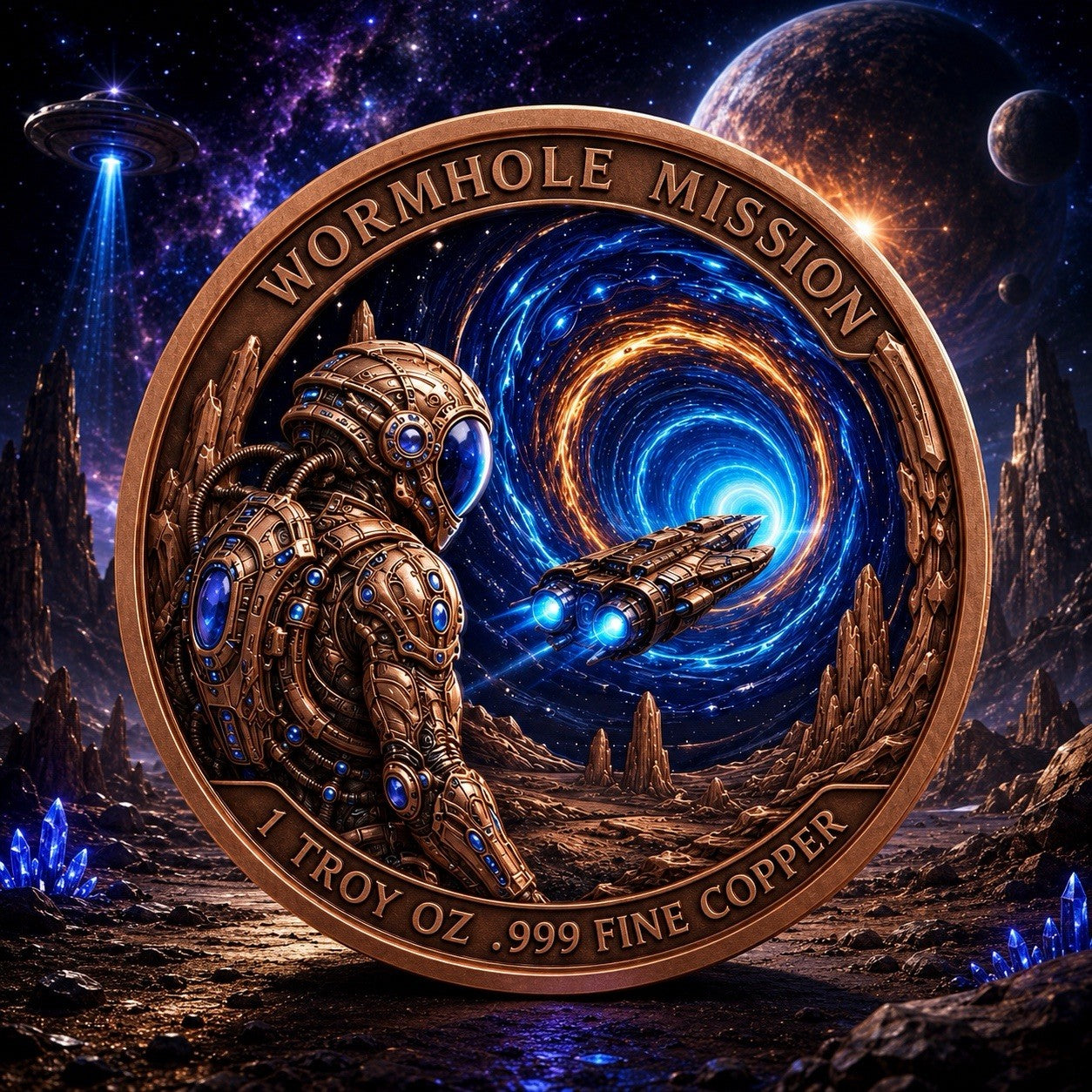 2026 Beyond the Universe: Wormhole Mission  1oz Copper Coin Glow FX