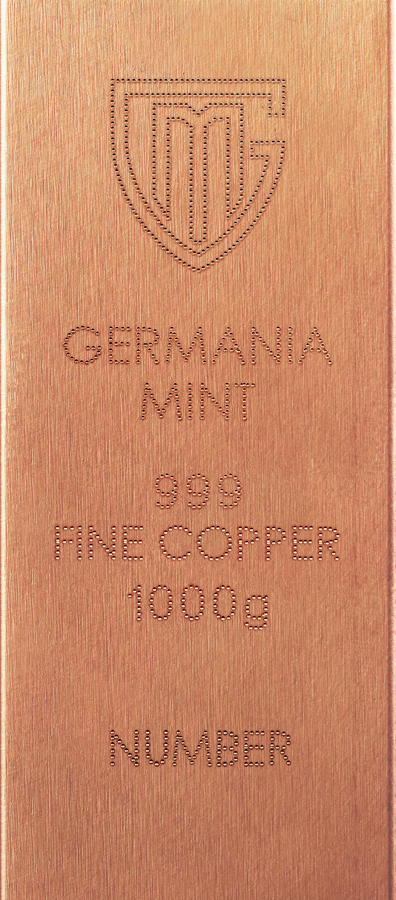 New Germania Mint 1 KG Copper Raw Bar