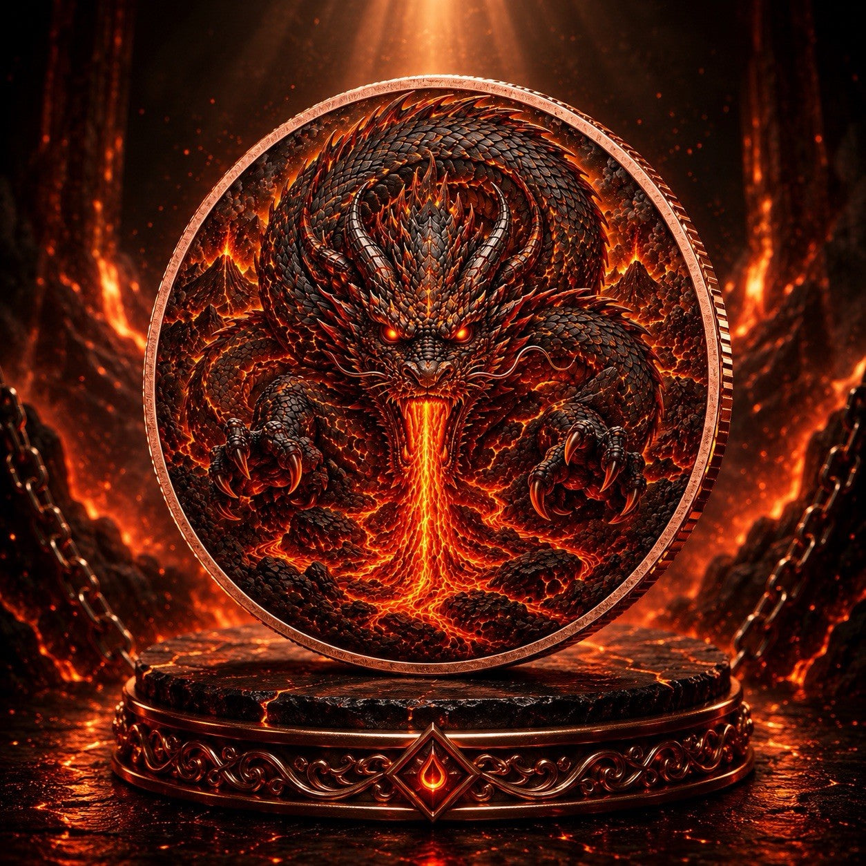 2026 Chinese Myth Dragon Series: Lava Fury UV 1 oz Copper Coin