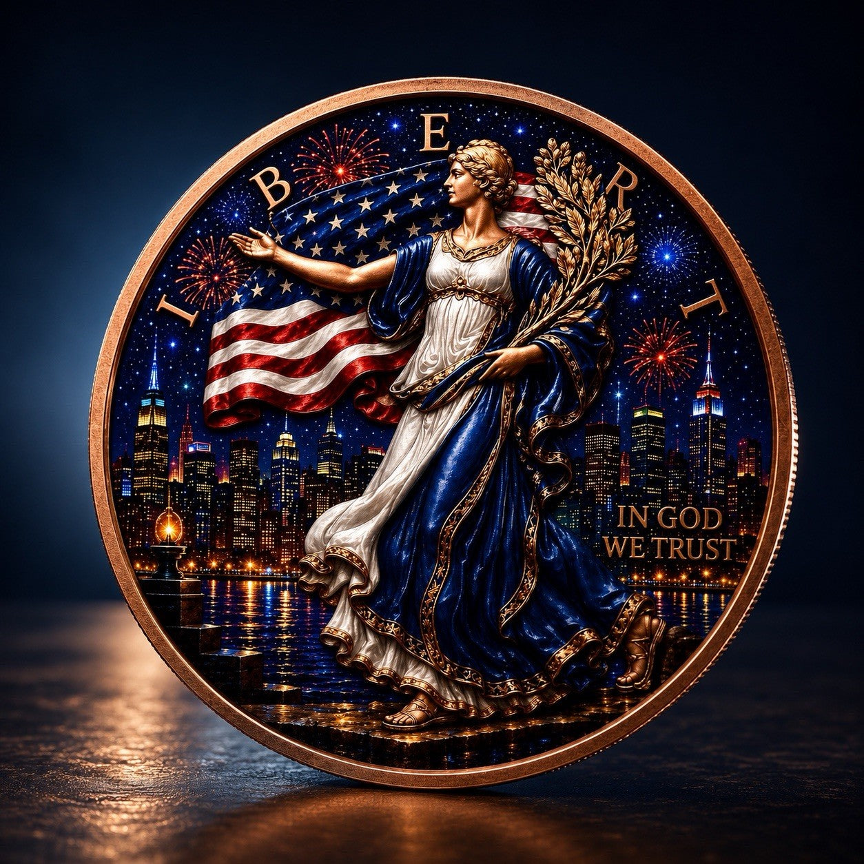 2026 Statue of Liberty Series: 4th Of July 3D UV ACE 5oz Copper Coin