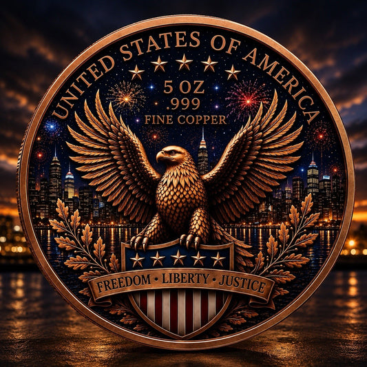 2026 Statue of Liberty Series: 4th Of July 3D UV ACE 5oz Copper Coin