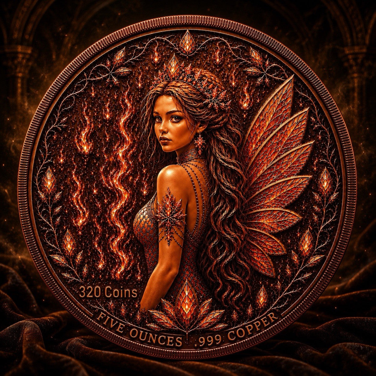 Fire And Ice Fairy High Relief Both Sides  Colorized 5oz Copper Round