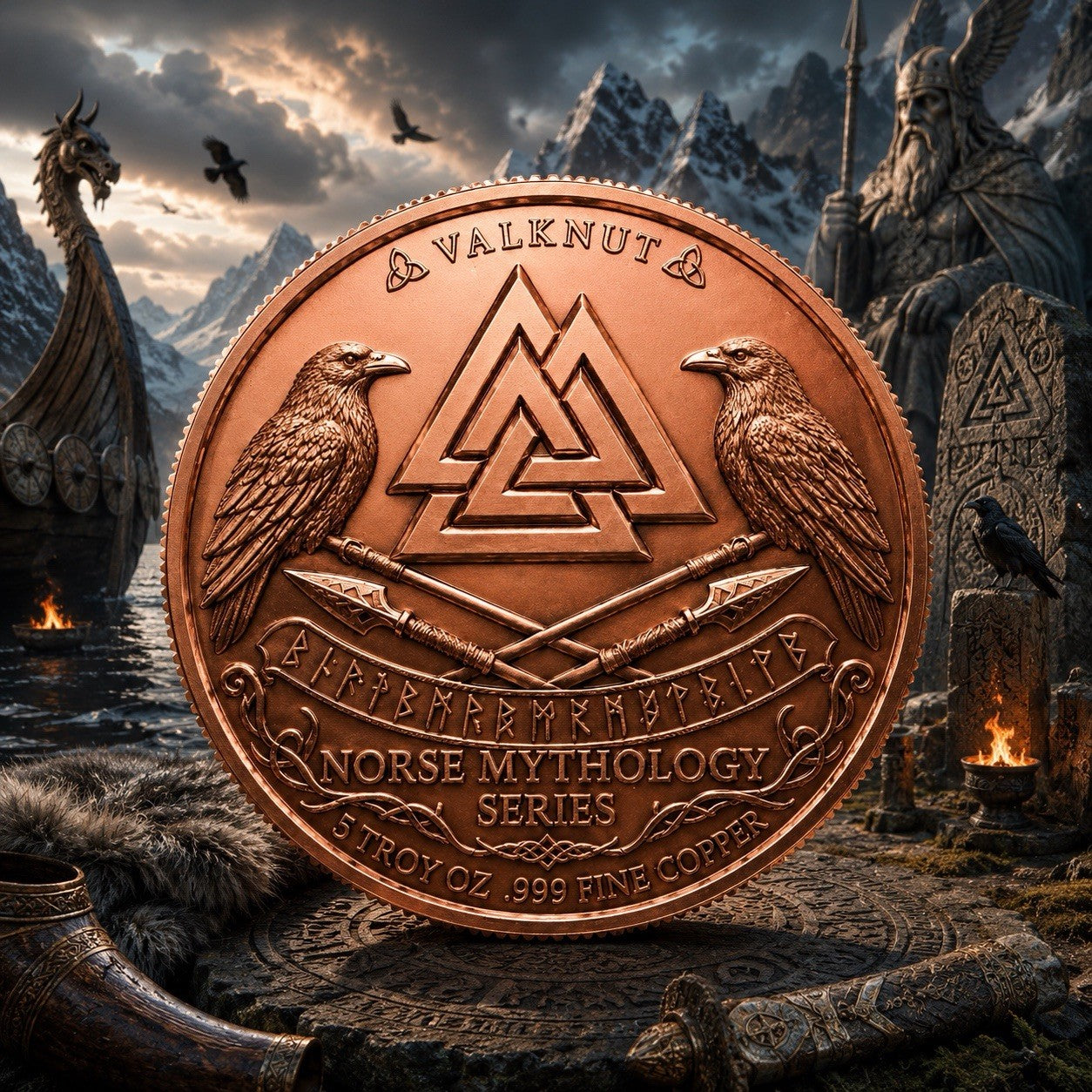 2026 Nordic Mythology Series Odin 5 oz Color High-Relief Cross UV 3D