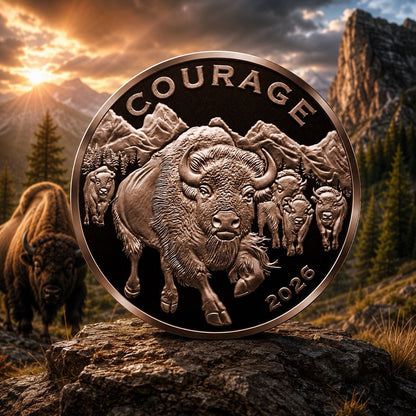 2026 Cameroon Wildlife Values Bison Courage Proof 5 oz Copper Coin