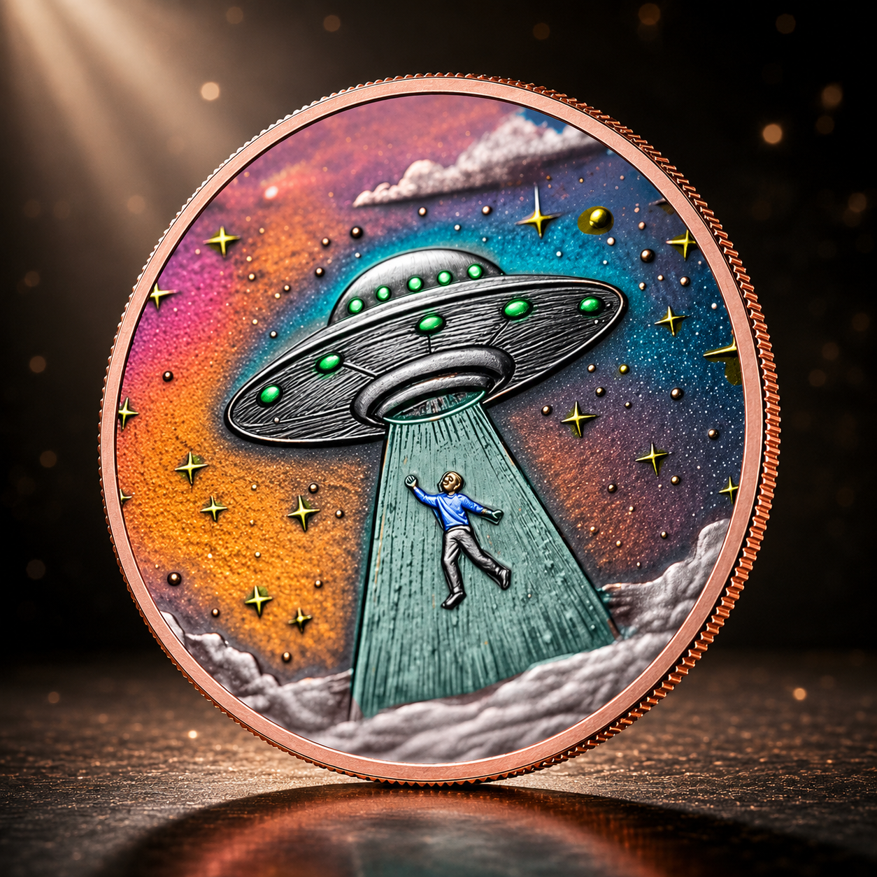 2026 Beam Me Up Colorized 5 oz Copper Round with Alien Design – New Collectible