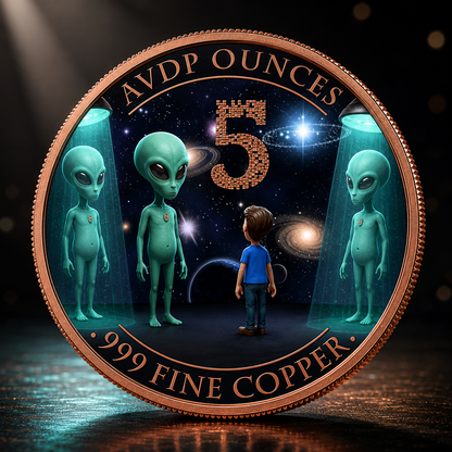 2026 Beam Me Up Colorized 5 oz Copper Round with Alien Design – New Collectible