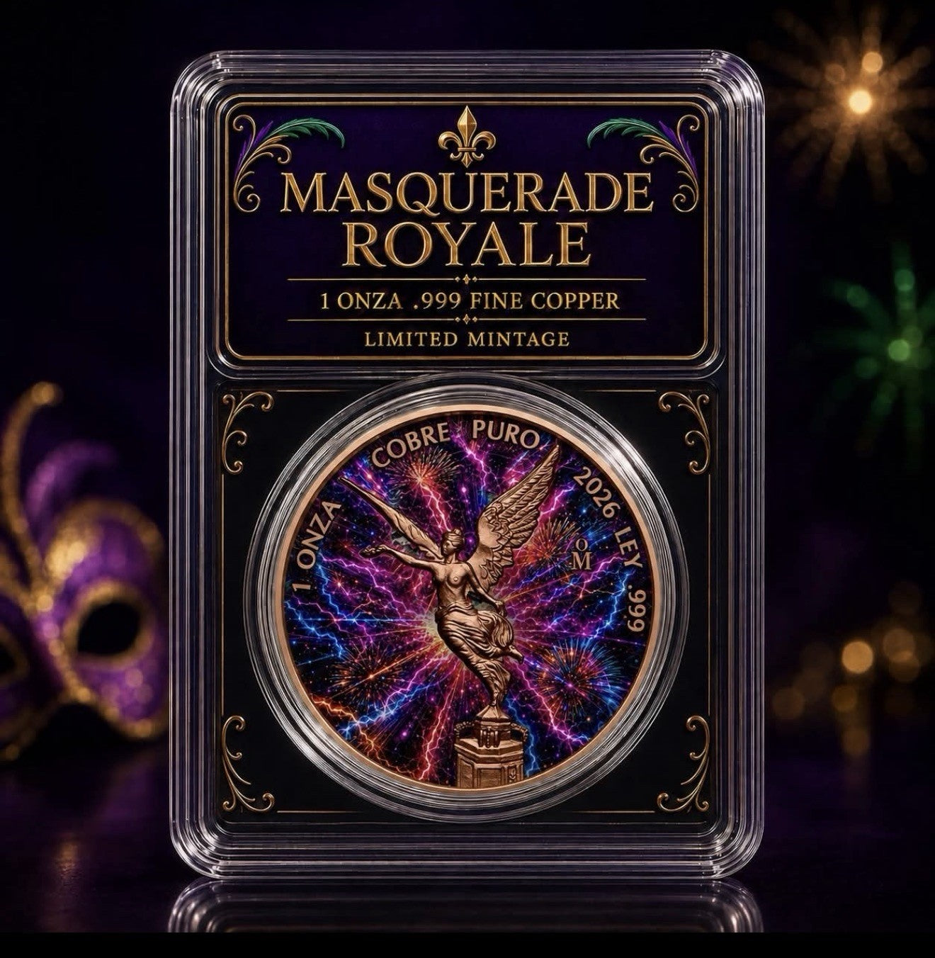 1 oz Libertad Tribute Masquerade Royale .999 Copper Medal in Slab