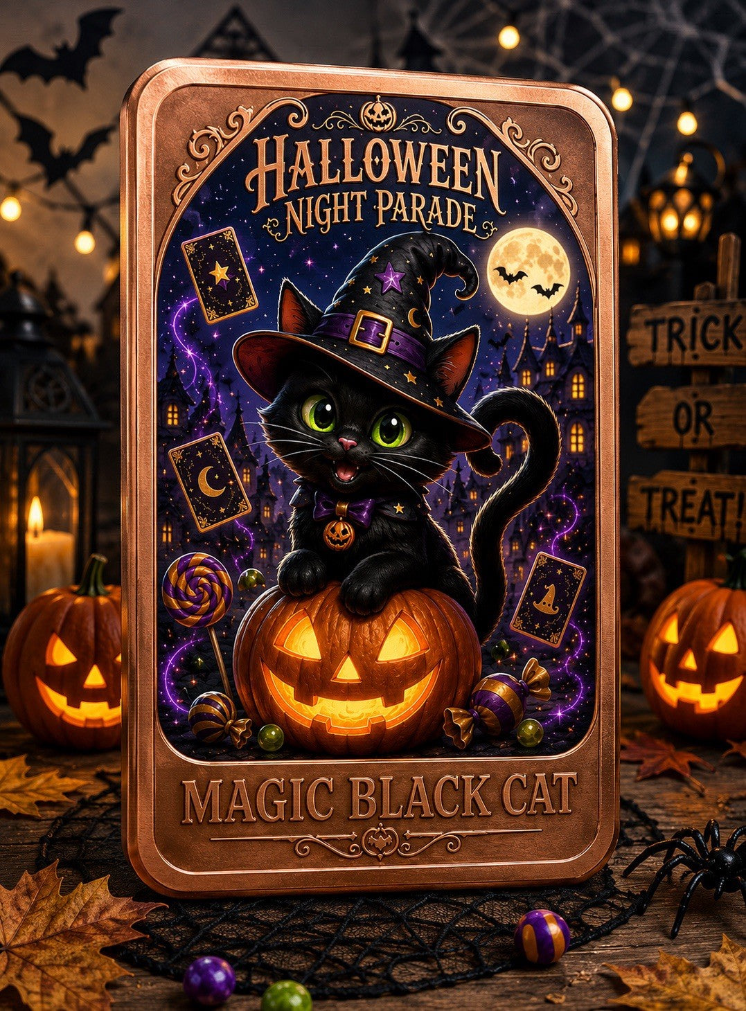 2026 Halloween Night Parade: Magic Cat 5oz Copper Bar UV Printed