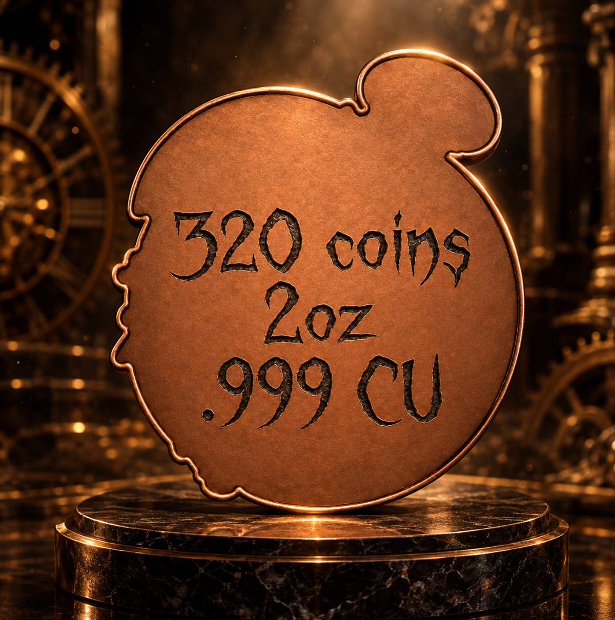 2026 Out of Time Grim Reaper 2 oz Copper Medal Antique Shaped