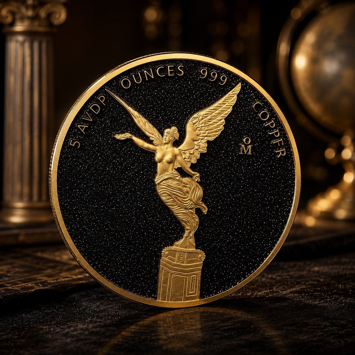 Glistening Libertad Tribute 5 oz Copper Black & Gilded In Capsule