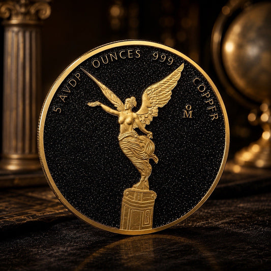 Glistening Libertad Tribute 5 oz Copper Black & Gilded In Capsule