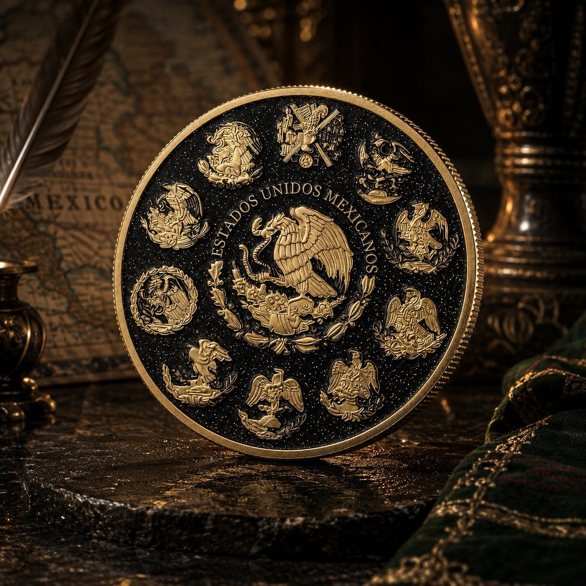Glistening Libertad Tribute 5 oz Copper Black & Gilded In Capsule