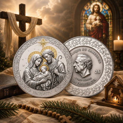 2026 Cameroon Nativity 5 oz White Brass Coin