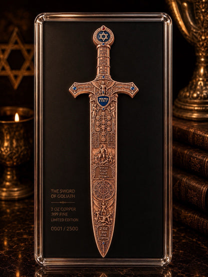 The Sword of Goliath Shaped 2 oz Copper Medal