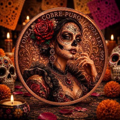 2024 Day of Dead Rose Series: Catrina Lady 1oz Copper Coin