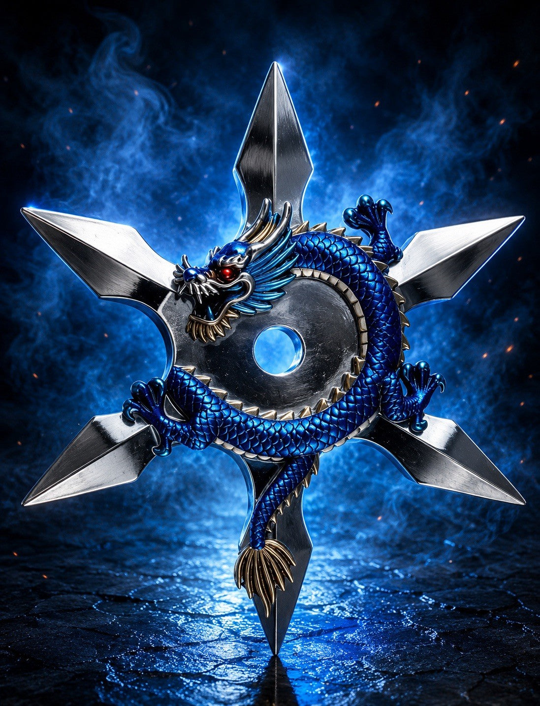 2 oz copper Ninja Star Dragon in Box