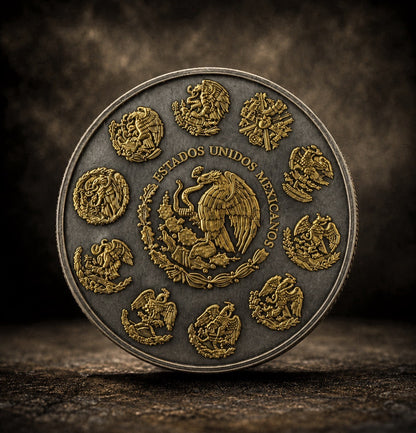 Antiqued Libertad en Oro Colorized 5 oz Copper Medal