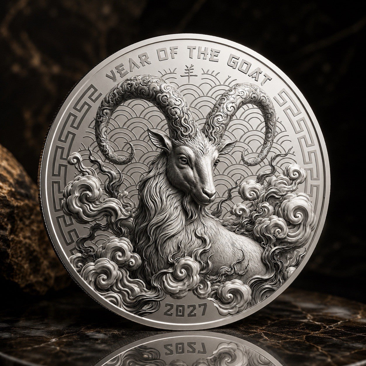 2027 Cameroon Year of the Goat 1 Kilo White Brass Coin