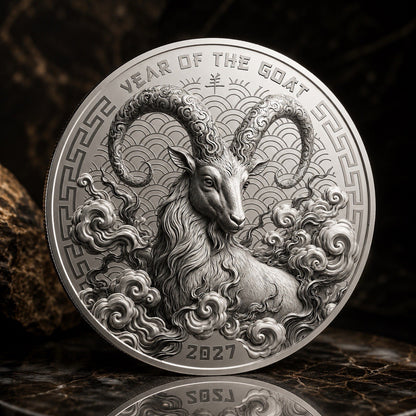 2027 Cameroon Year of the Goat 1 Kilo White Brass Coin
