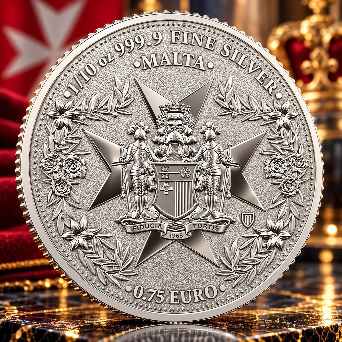 2026 Malta Golden Eagle 1/10 oz .999 Silver Coin BU in Assay Card