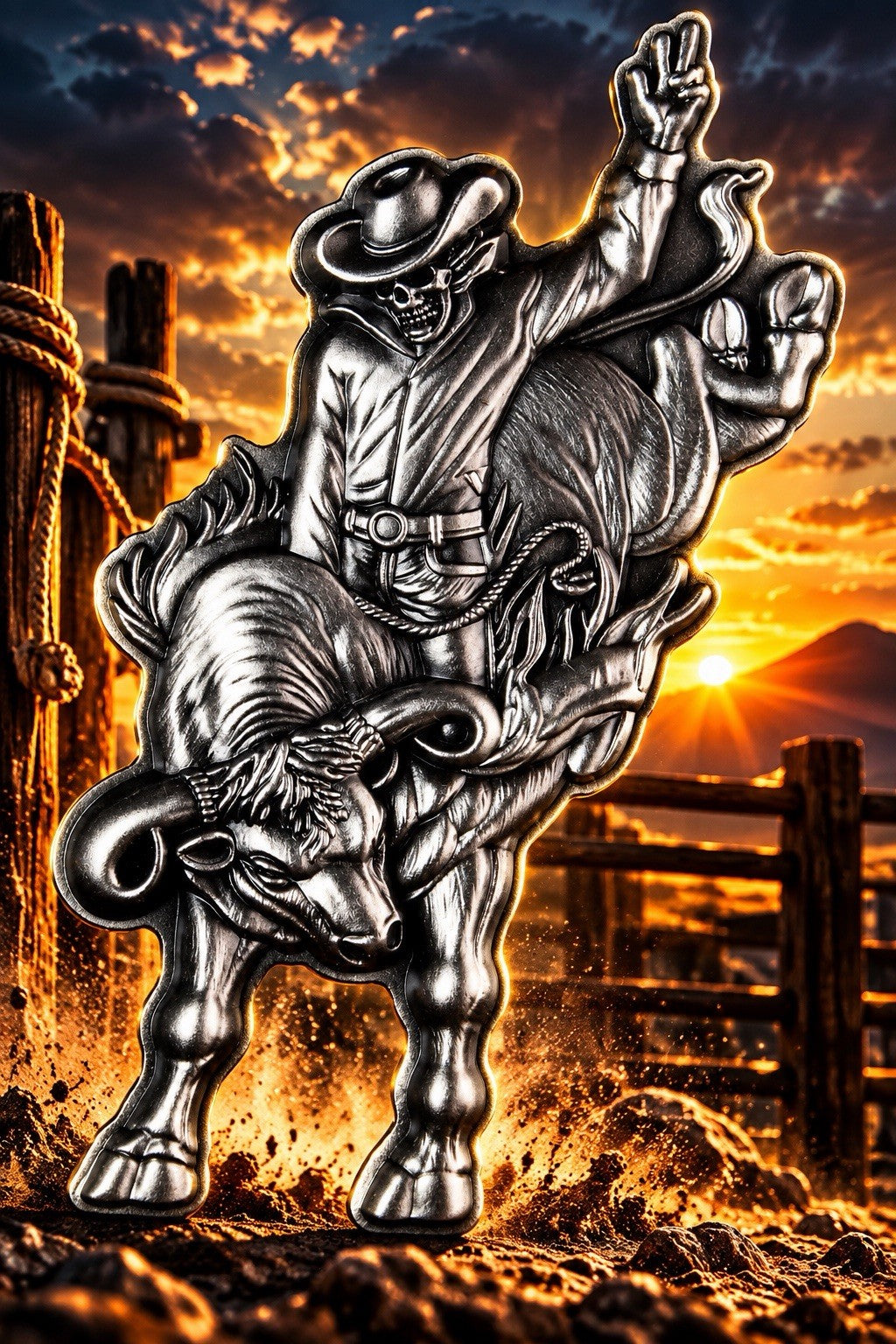 2026 Rodeo Bull Rider 1 oz .999 Fine Silver Stackable Medal High Relief