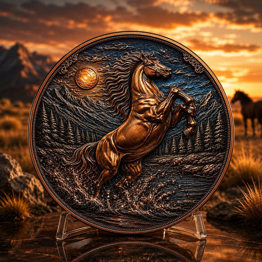 1 Kilo the Majestic Mountain Stallion .999 Copper Round