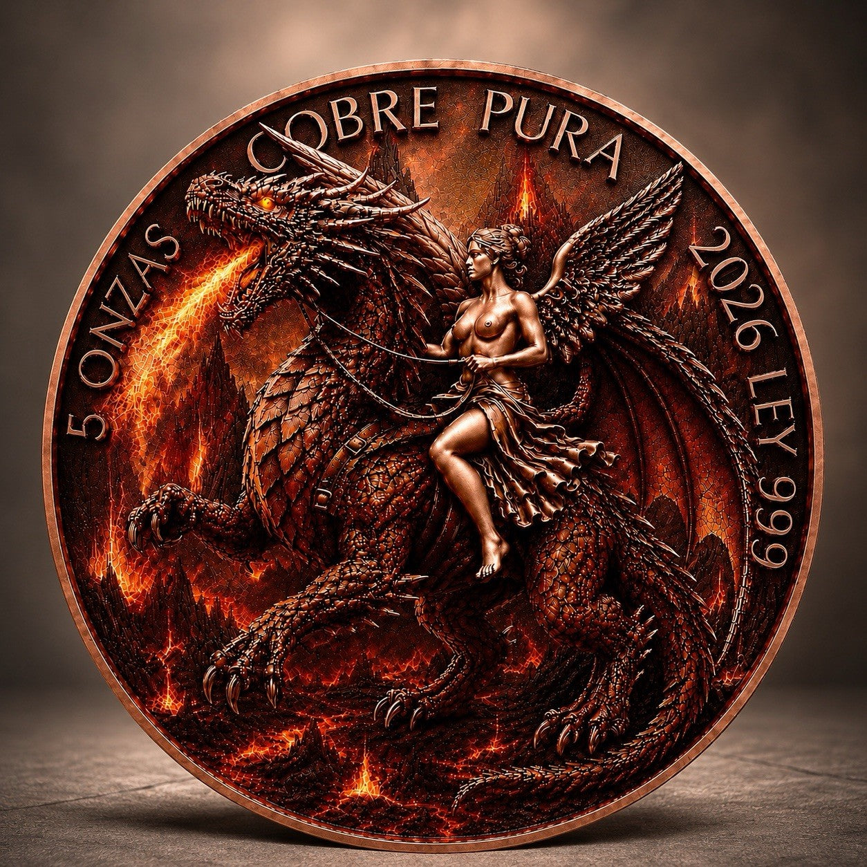 Fire Dragon Libertad Tribute 5 oz Copper Medal
