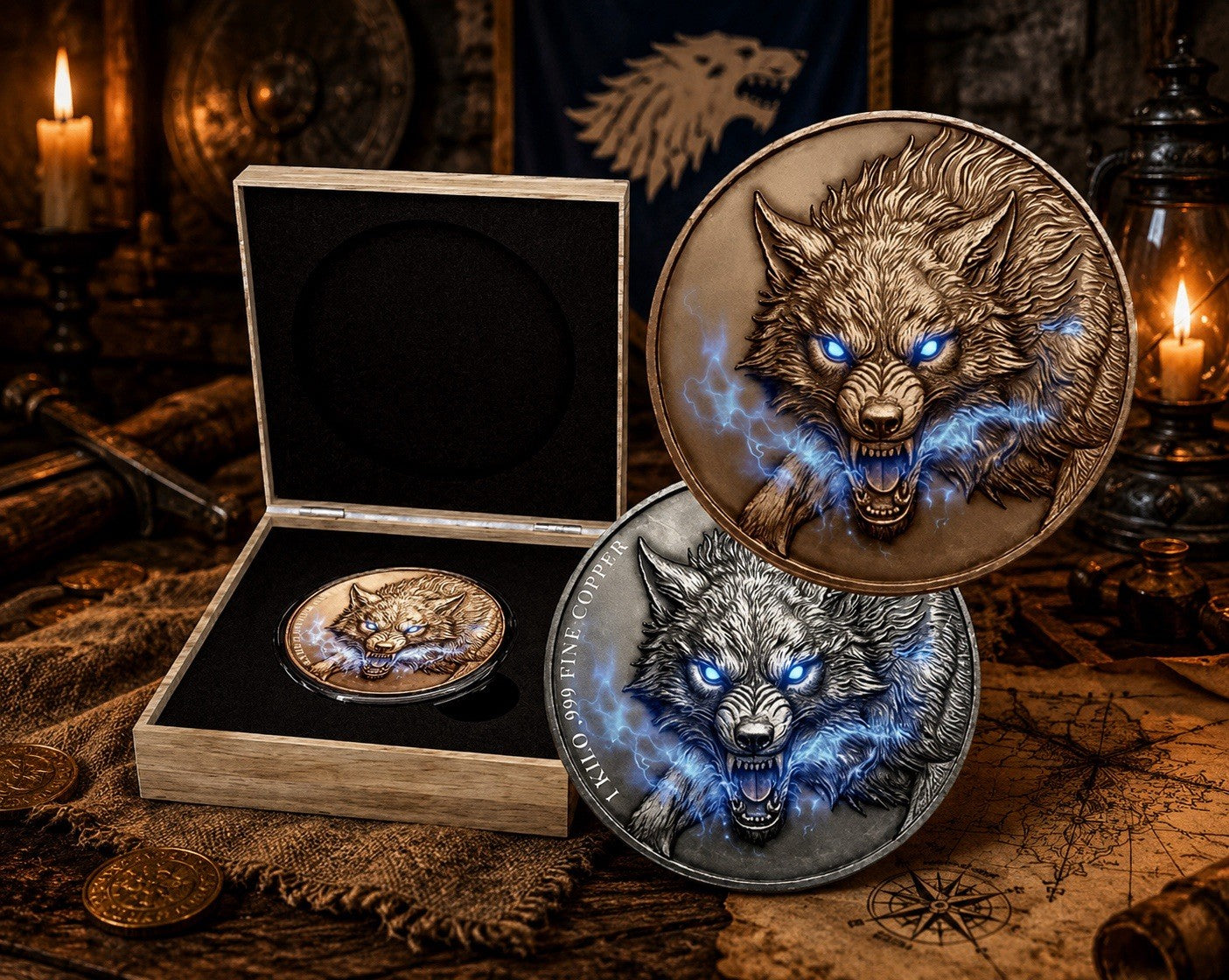 Spirit Wolf High Relief 1 Kilo .999 Copper Medal