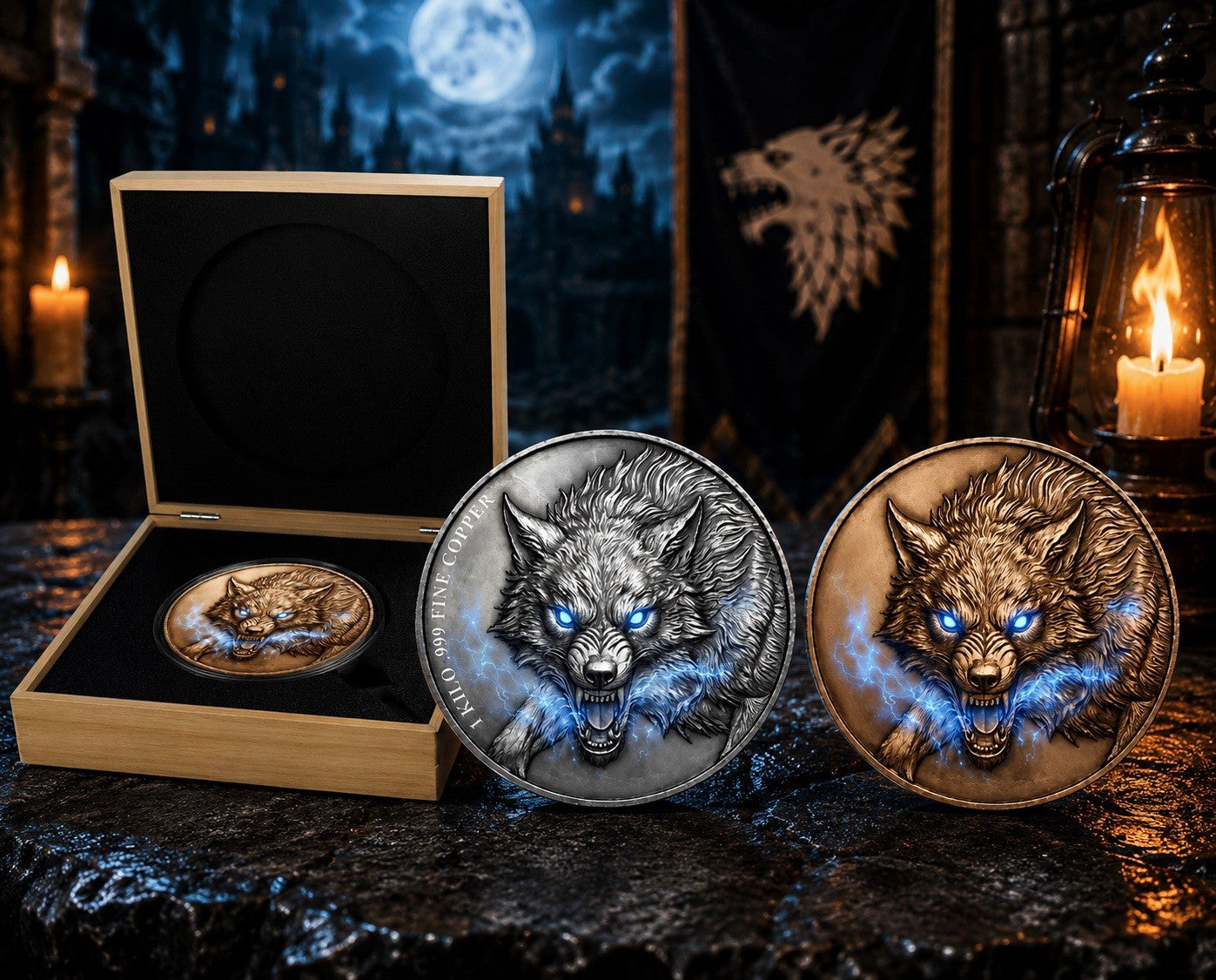 Spirit Wolf High Relief 1 Kilo .999 Copper Medal