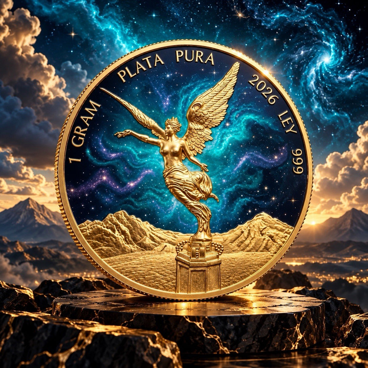 2026 Mexico Libertad Turquoise Starry Night 1g Silver Medal In a Card