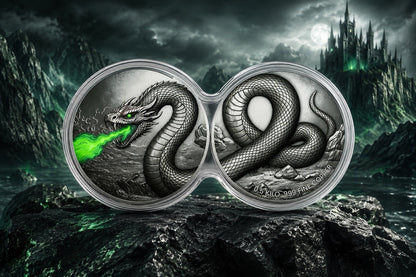 Viper’s Venom Glow-in-the-Dark 2 × 1/2 Kilo Copper Medal DuoStack