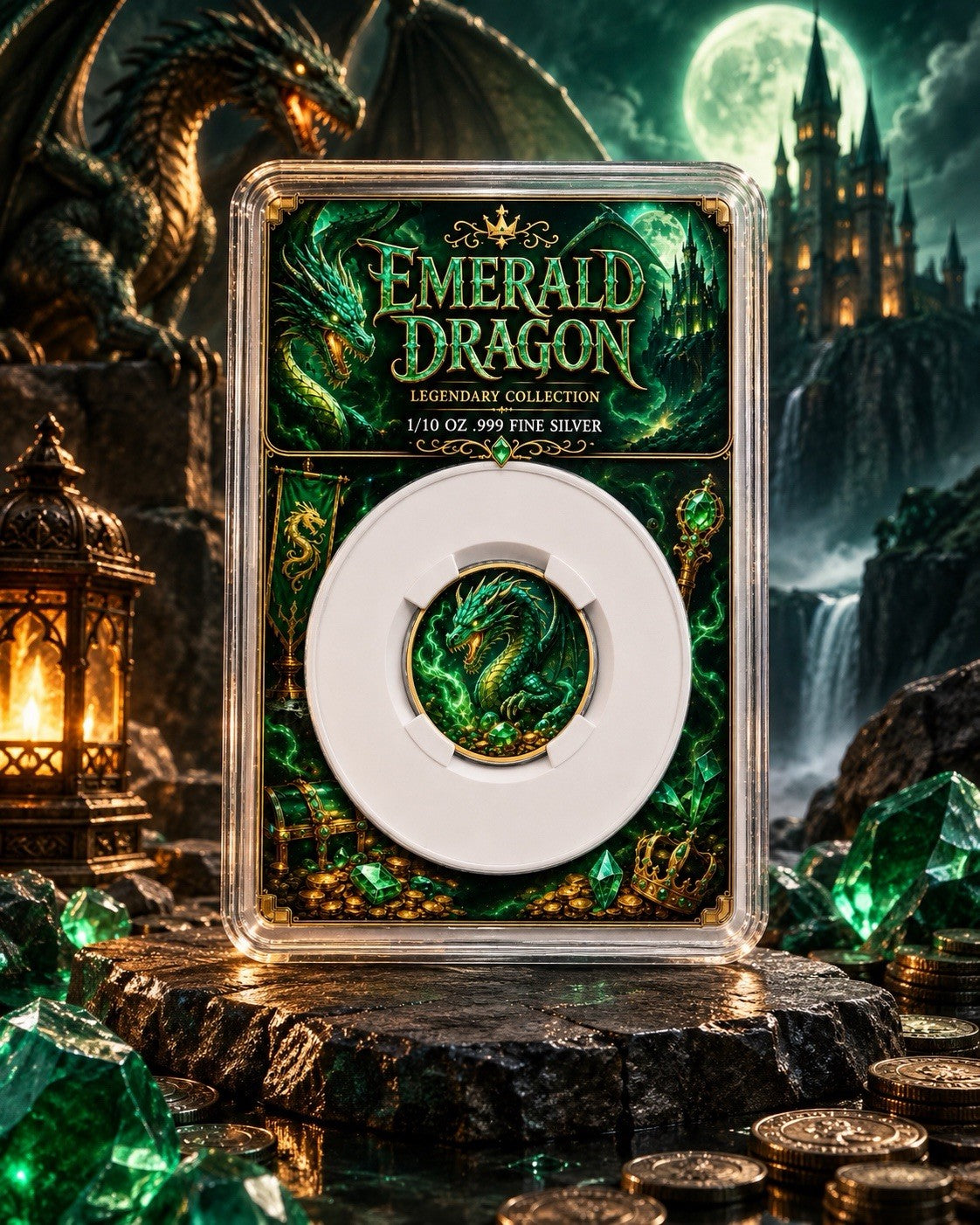 2026 Emerald Dragon 1/10 oz .999 Silver Coin in Slab