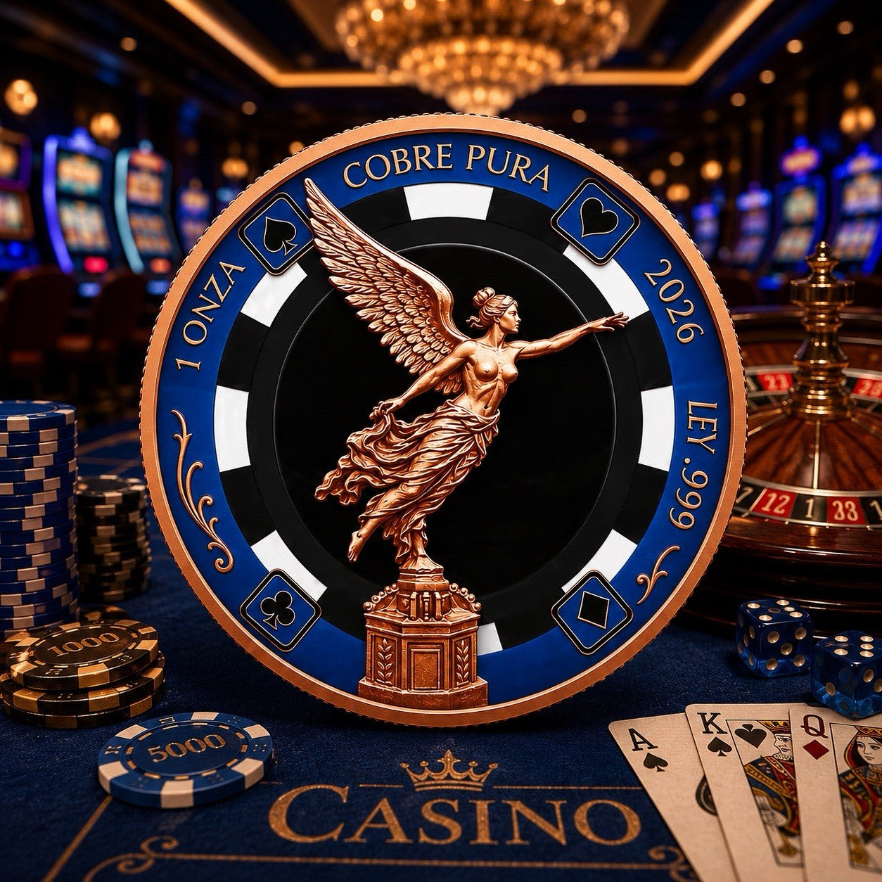 2026 Blue Libertad Poker Chip 1oz Copper Coin
