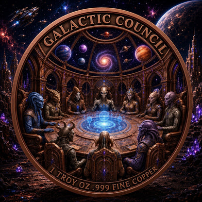 2026 Beyond the Universe: Galactic Council   1oz Copper Coin Glow FX