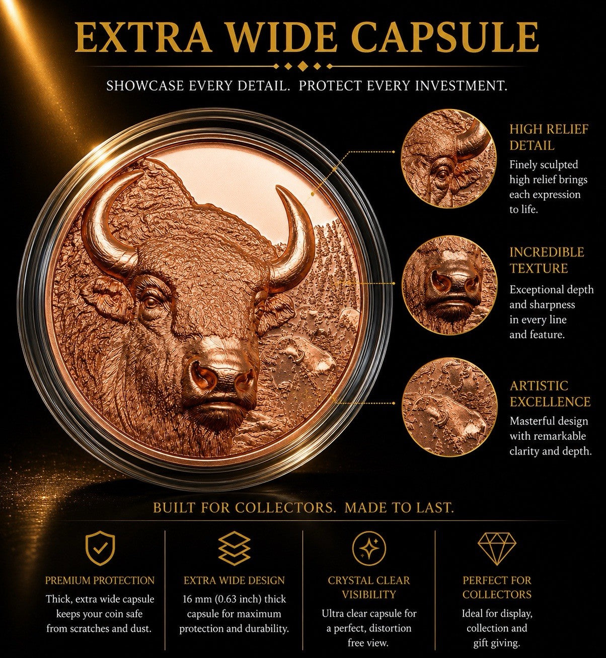 2025 Mongolia 50 gram Copper Wild Mongolia Bison From CIT Mint UHR