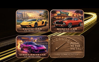 Pedal to the Metal Automotives Colorized 5 oz Copper Bar Set Of 3