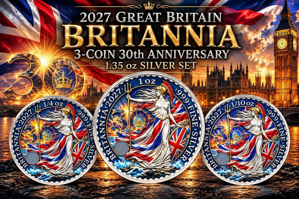2027 Great Britain 3-Coin 30th Anniversary 1.35 oz .999 Silver Set