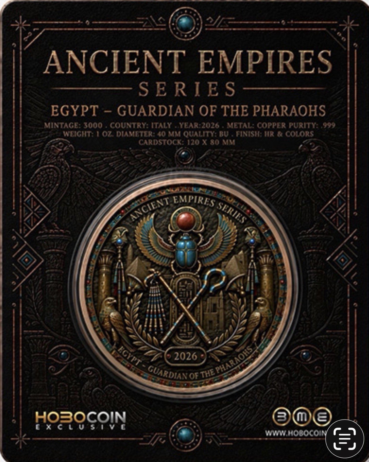Ancient Empires - Egypt 1 oz Copper Round in Card