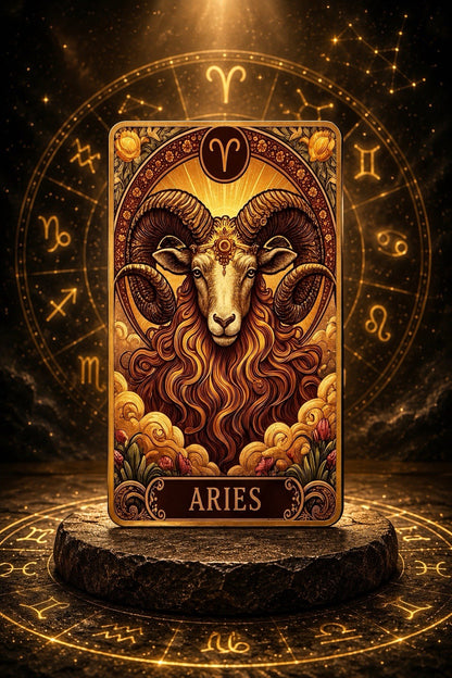 12 Constellations Zodiac Seres: 5oz Copper Art Bar,  Aries