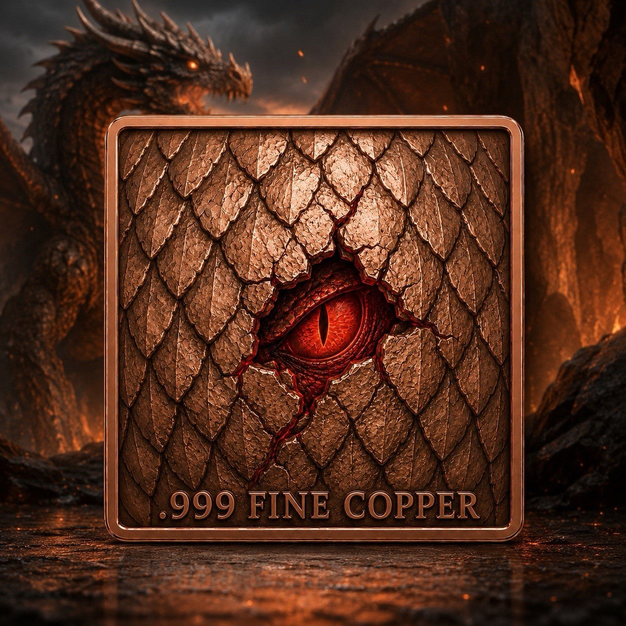 3D UHR Elemental Beasts Series: The Ignis Dragon 5oz Copper Bar