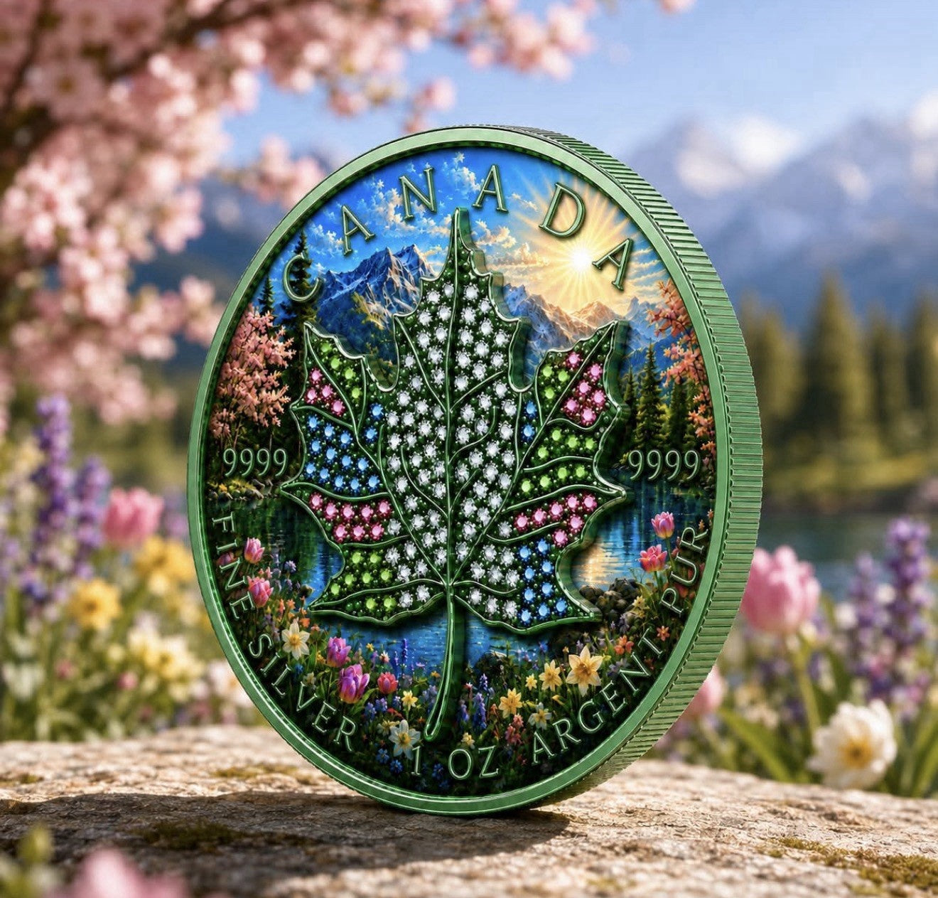 2026 Maple Seasons Spring Bejeweled 1oz .999 Silver Coin